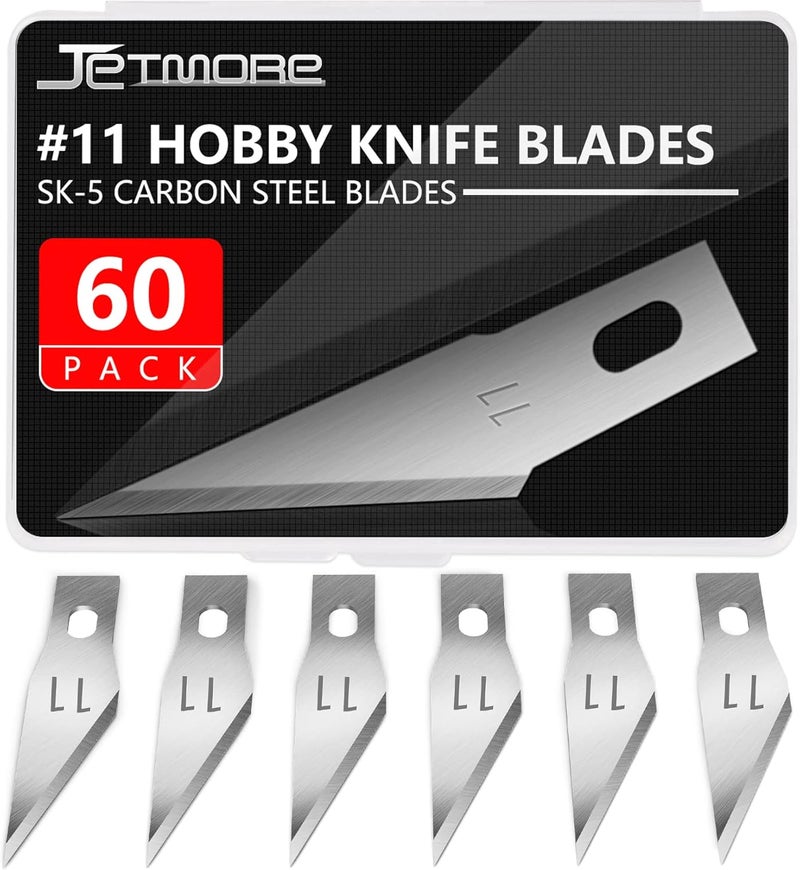 Jetmore 60 Pack Exacto Knife Blades 11, Craft Knife Blades Replacement, Exacto Blade 11, Hobby Knife Blade Refills for Art, Craft, Scrapbooking, Cutting, Carving - Image 1